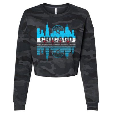 Chicago Illinois Flag City Skyline Chi Town Pride City Flag Cropped Pullover Crew