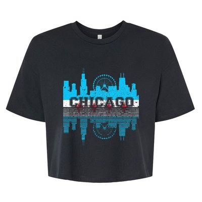 Chicago Illinois Flag City Skyline Chi Town Pride City Flag Bella+Canvas Jersey Crop Tee