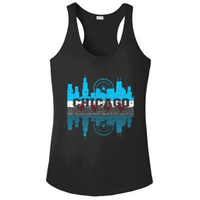 Chicago Illinois Flag City Skyline Chi Town Pride City Flag Ladies PosiCharge Competitor Racerback Tank