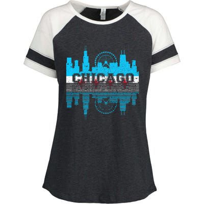 Chicago Illinois Flag City Skyline Chi Town Pride City Flag Enza Ladies Jersey Colorblock Tee