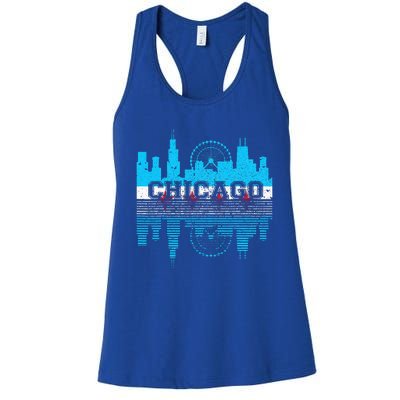 Chicago Illinois Flag City Skyline Chi Town Pride City Flag Women's Racerback Tank