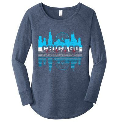 Chicago Illinois Flag City Skyline Chi Town Pride City Flag Women's Perfect Tri Tunic Long Sleeve Shirt