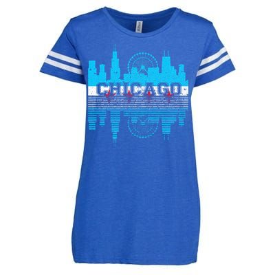 Chicago Illinois Flag City Skyline Chi Town Pride City Flag Enza Ladies Jersey Football T-Shirt