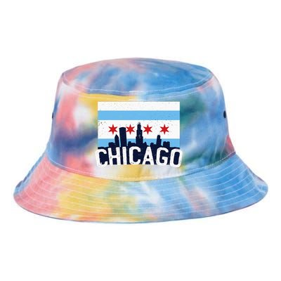 Chicago Illinois Flag City Skyline Chi Town Pride City Flag Tie Dye Newport Bucket Hat