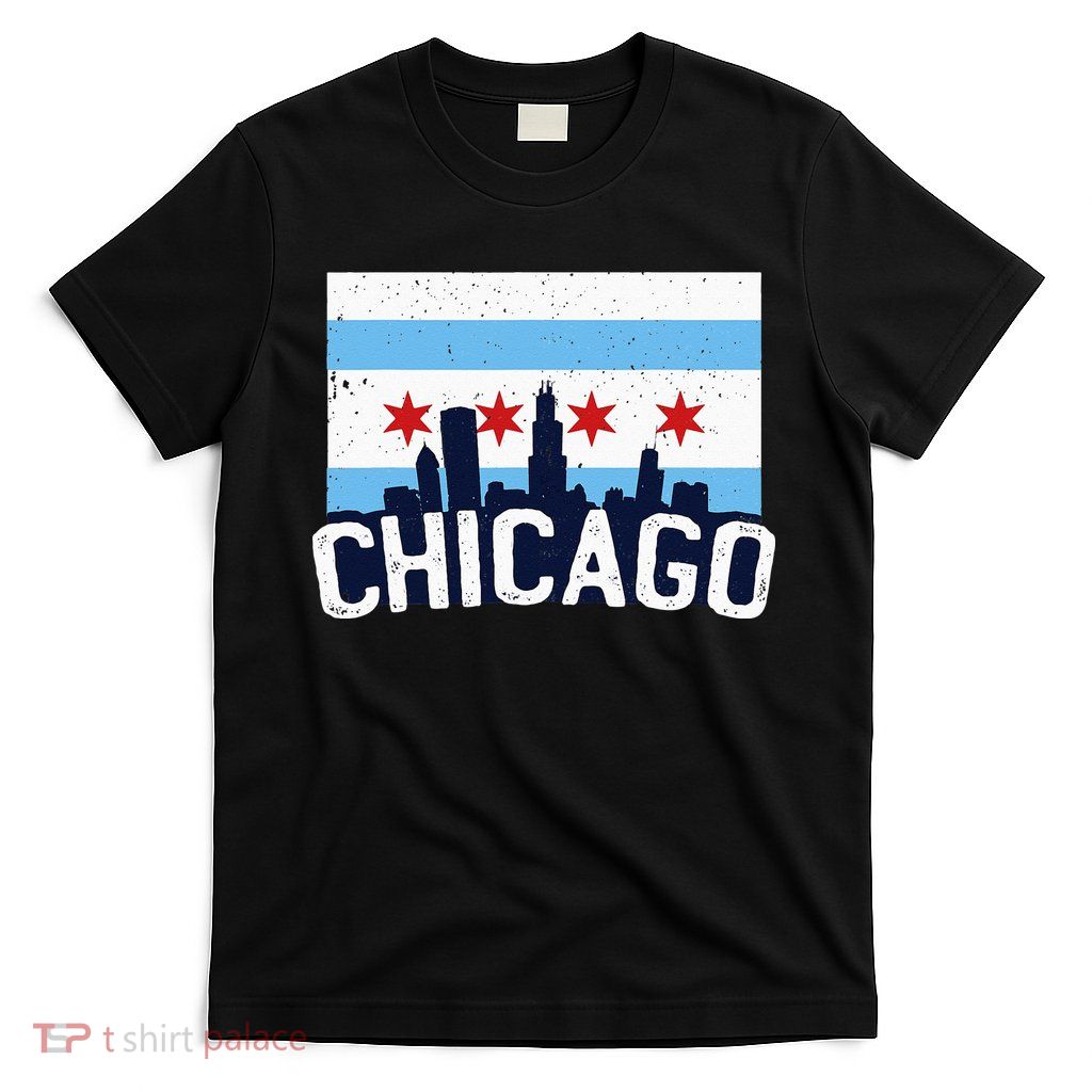 Chicago Illinois Flag City Skyline Chi Town Pride City Flag T-Shirt