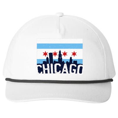 Chicago Illinois Flag City Skyline Chi Town Pride City Flag Snapback Five-Panel Rope Hat