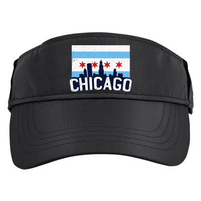 Chicago Illinois Flag City Skyline Chi Town Pride City Flag Adult Drive Performance Visor