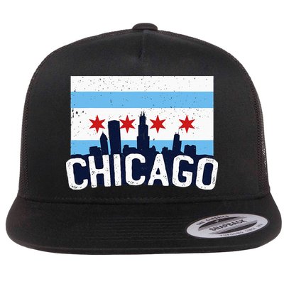 Chicago Illinois Flag City Skyline Chi Town Pride City Flag Flatbill Hat