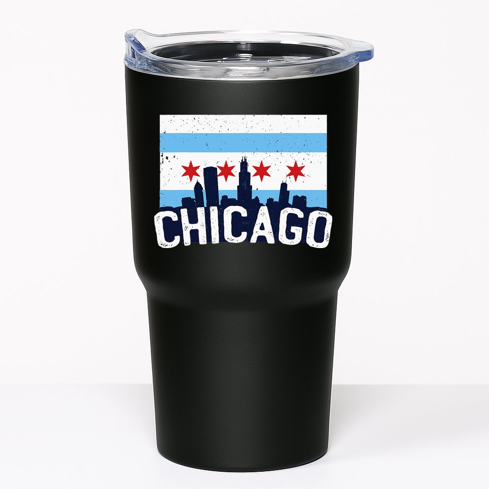 Chicago Illinois Flag City Skyline Chi Town Pride City Flag Tumbler