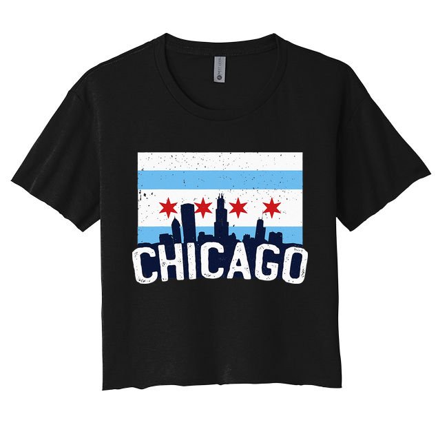 Chicago Illinois Flag City Skyline Chi Town Pride City Flag Crop Top