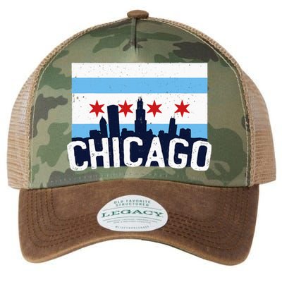 Chicago Illinois Flag City Skyline Chi Town Pride City Flag Legacy Tie Dye Trucker Hat