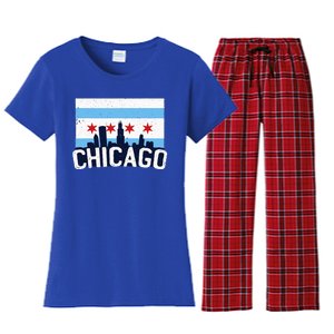 Chicago Illinois Flag City Skyline Chi Town Pride City Flag Women's Flannel Pajama Set