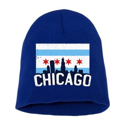 Chicago Illinois Flag City Skyline Chi Town Pride City Flag Short Acrylic Beanie