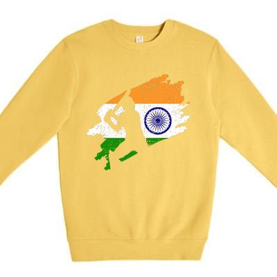 Cricket India Flag Jersey Vintage Gift Premium Crewneck Sweatshirt