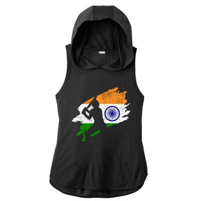 Cricket India Flag Jersey Vintage Gift Ladies PosiCharge Tri-Blend Wicking Draft Hoodie Tank