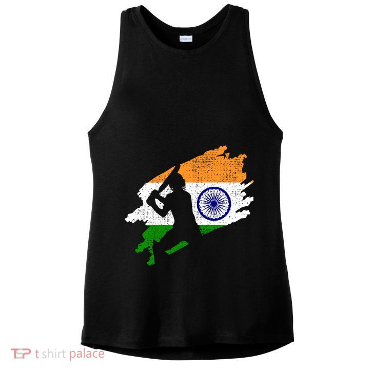 Cricket India Flag Jersey Vintage Gift Ladies PosiCharge Tri-Blend Wicking Tank