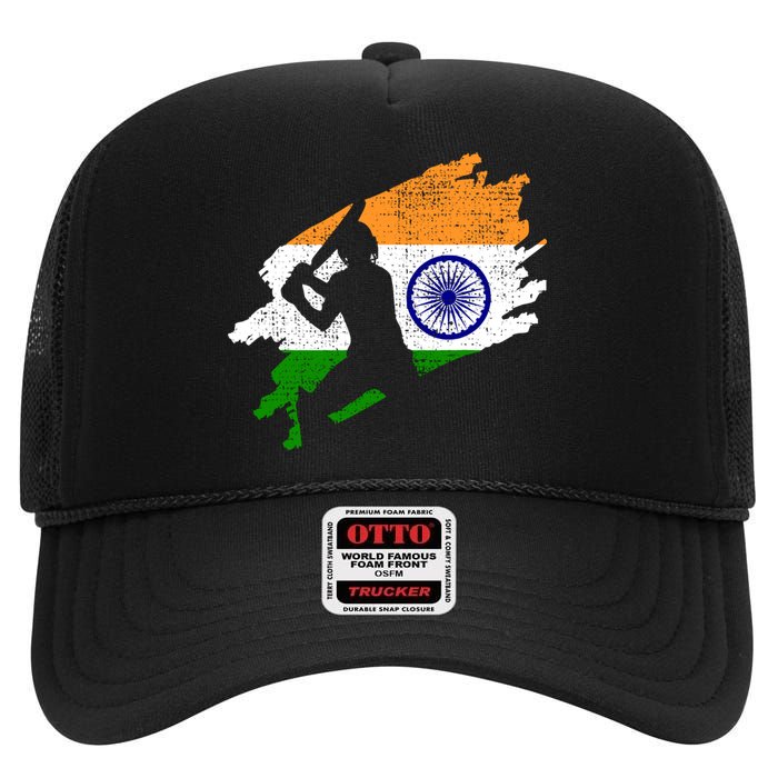 Cricket India Flag Jersey Vintage Gift High Crown Mesh Back Trucker Hat