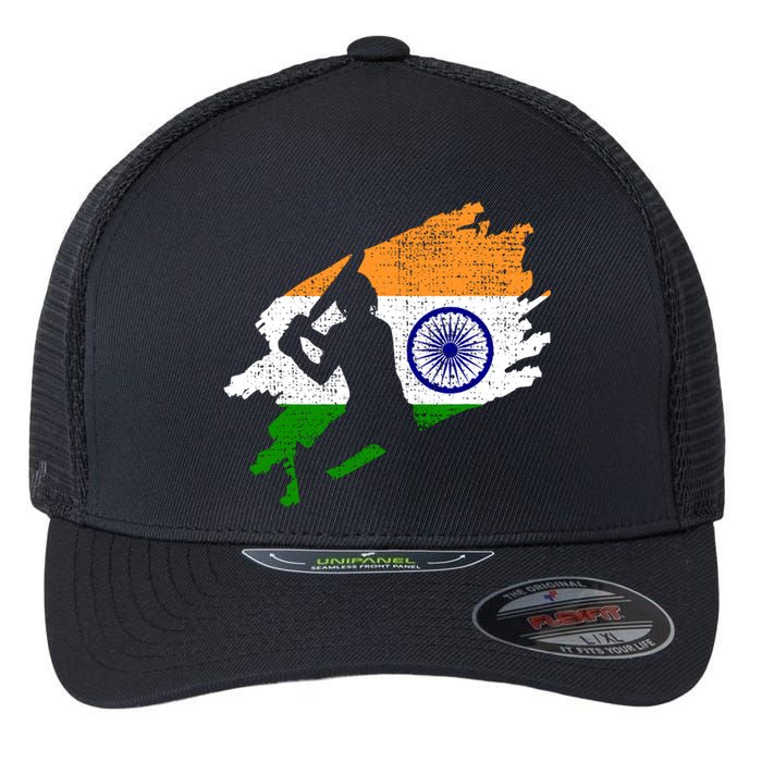 Cricket India Flag Jersey Vintage Gift Flexfit Unipanel Trucker Cap