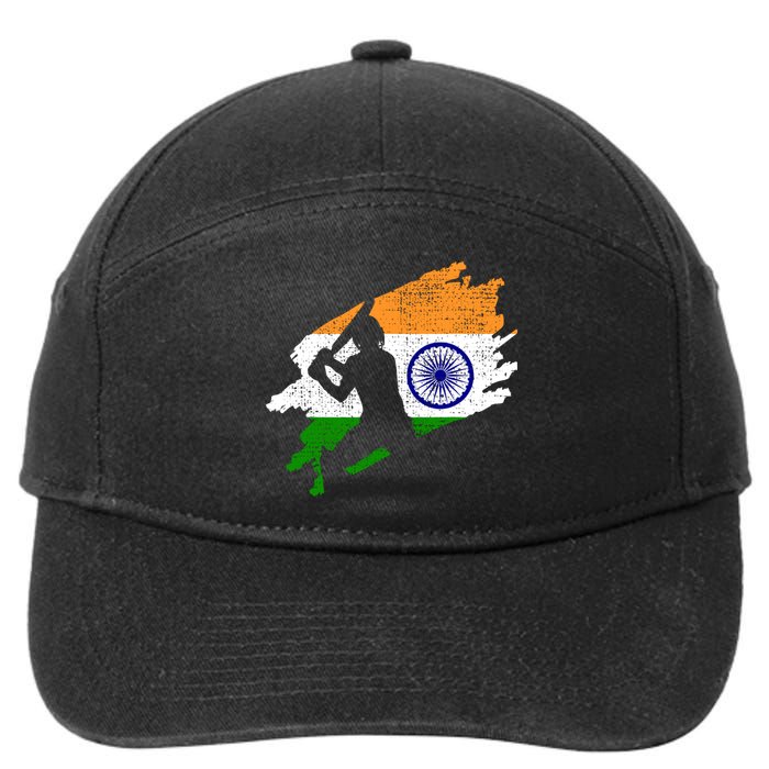 Cricket India Flag Jersey Vintage Gift 7-Panel Snapback Hat