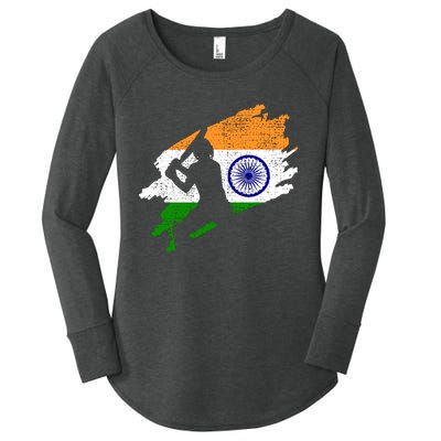 Cricket India Flag Jersey Vintage Gift Women's Perfect Tri Tunic Long Sleeve Shirt