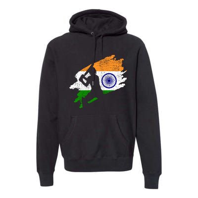 Cricket India Flag Jersey Vintage Gift Premium Hoodie