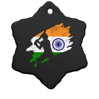 Cricket India Flag Jersey Vintage Gift Ceramic Star Ornament