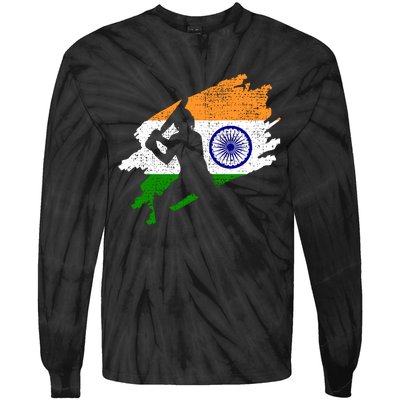 Cricket India Flag Jersey Vintage Gift Tie-Dye Long Sleeve Shirt