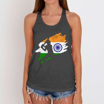 Cricket India Flag Jersey Vintage Gift Women's Knotted Racerback Tank