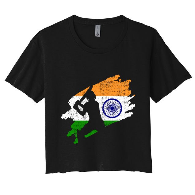 Cricket India Flag Jersey Vintage Gift Crop Top
