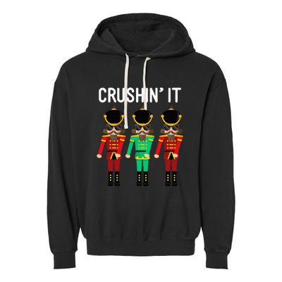 Crushin It Flossing Nutcracker Christmas Dance Garment-Dyed Fleece Hoodie