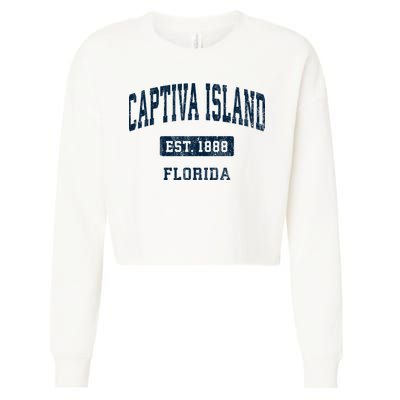 Captiva Island Florida Fl Vintage Sports Established Cropped Pullover Crew