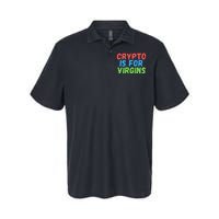 Crypto Is For Virgins, Funny Crypto, NFT, Cryptocurrency Meme Softstyle Adult Sport Polo