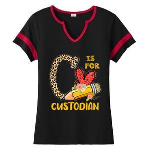 C Is For Custodian Appreciation Ladies Halftime Notch Neck Tee