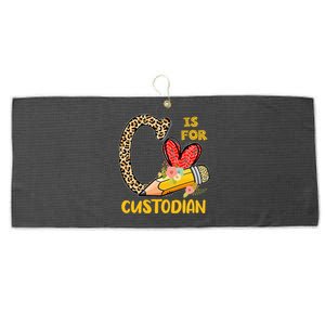 C Is For Custodian Appreciation Large Microfiber Waffle Golf Towel