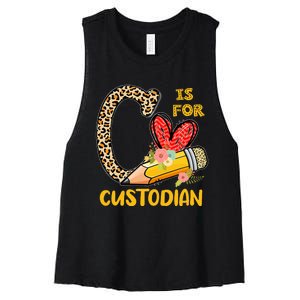 C Is For Custodian Appreciation Women's Racerback Cropped Tank