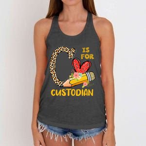 C Is For Custodian Appreciation Women's Knotted Racerback Tank