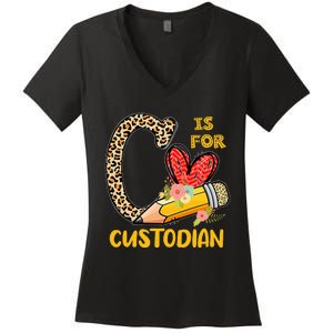 C Is For Custodian Appreciation Women's V-Neck T-Shirt