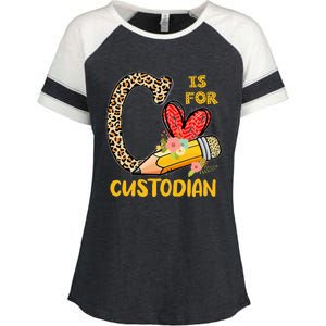 C Is For Custodian Appreciation Enza Ladies Jersey Colorblock Tee