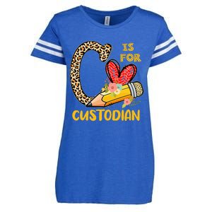 C Is For Custodian Appreciation Enza Ladies Jersey Football T-Shirt