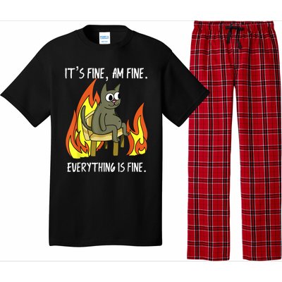 Cat ItS Fine IM Fine Everything Is Fine Pajama Set