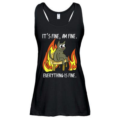 Cat ItS Fine IM Fine Everything Is Fine Ladies Essential Flowy Tank