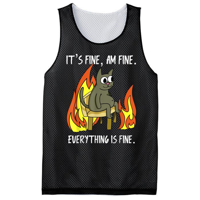 Cat ItS Fine IM Fine Everything Is Fine Mesh Reversible Basketball Jersey Tank