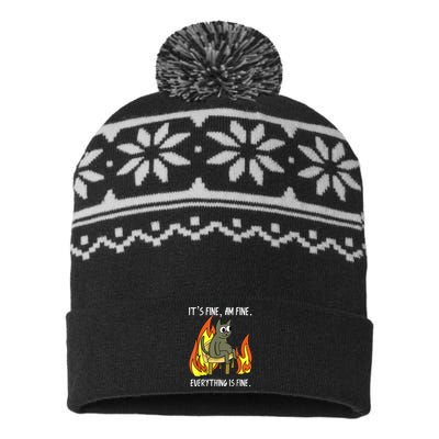 Cat ItS Fine IM Fine Everything Is Fine USA-Made Snowflake Beanie