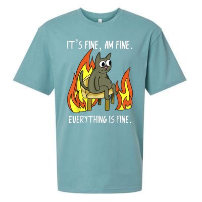 Cat ItS Fine IM Fine Everything Is Fine Sueded Cloud Jersey T-Shirt