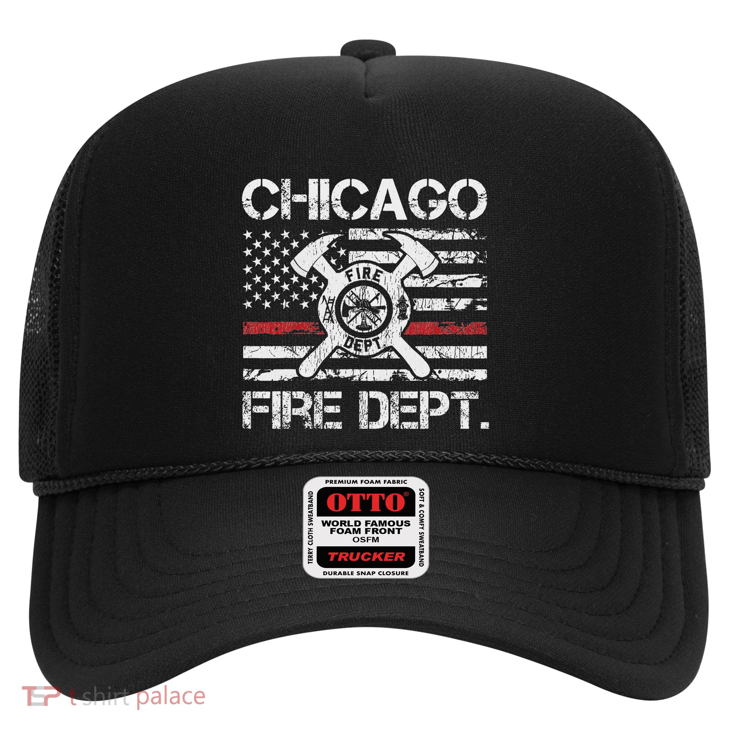 Chicago Illinois Fire Department Thin Red Line Fireman Trucker Hat