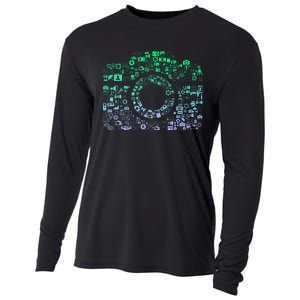 Camera Iconography For Photographer Photography Cooling Performance Long Sleeve Crew