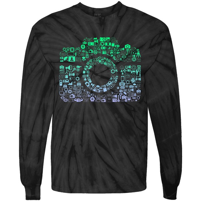 Camera Iconography For Photographer Photography Tie-Dye Long Sleeve Shirt