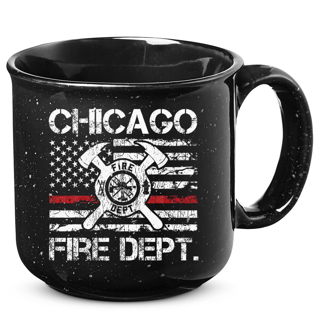 Chicago Illinois Fire Department Thin Red Line Fireman 15oz Campfire Ceramic Mug