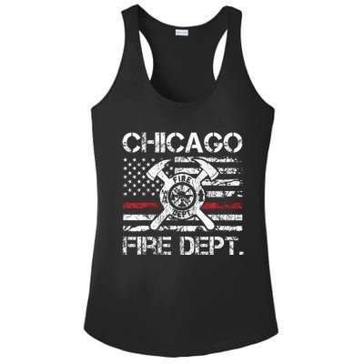 Chicago Illinois Fire Department Thin Red Line Fireman Ladies PosiCharge Competitor Racerback Tank