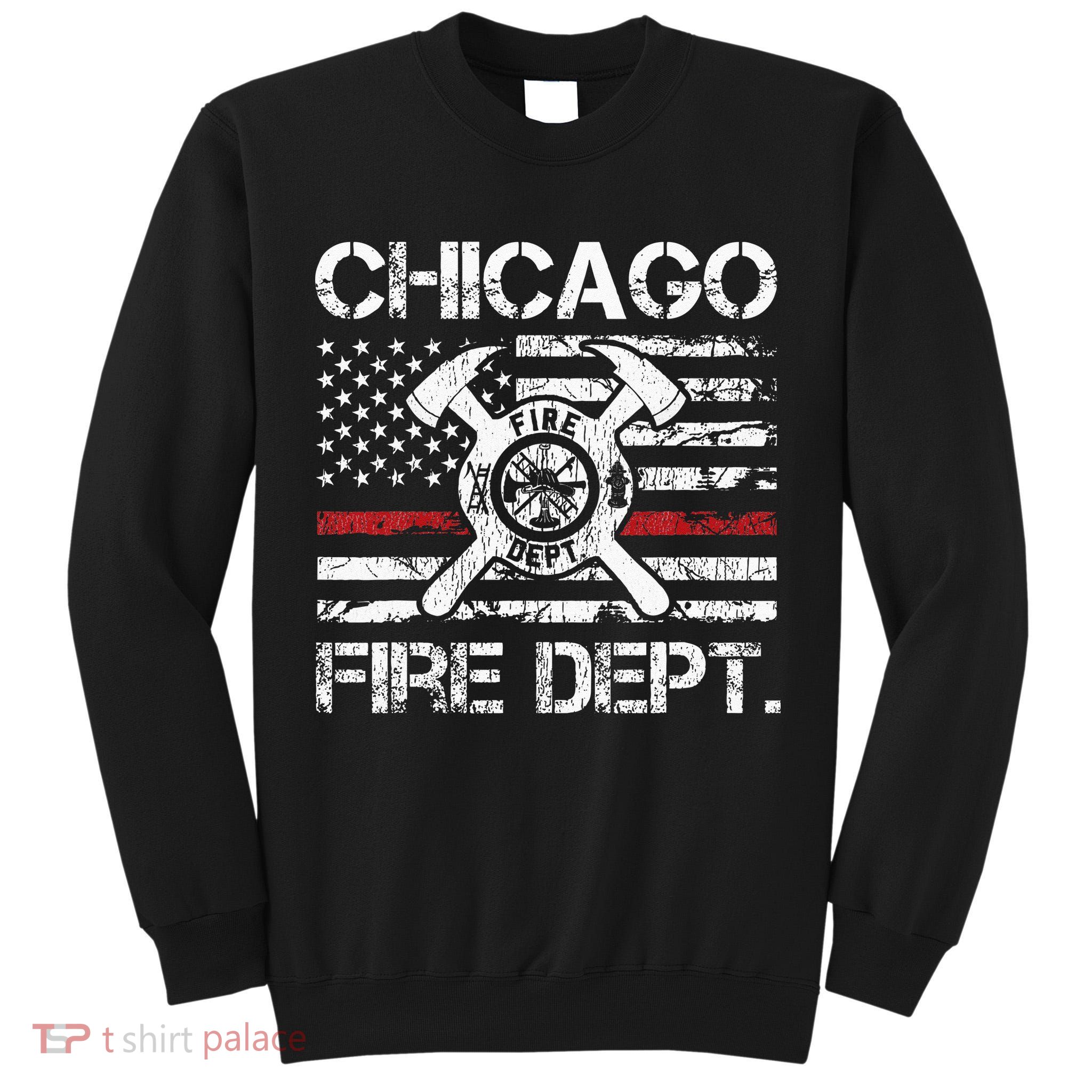 Chicago Illinois Fire Department Thin Red Line Fireman Tall Sweatshirt